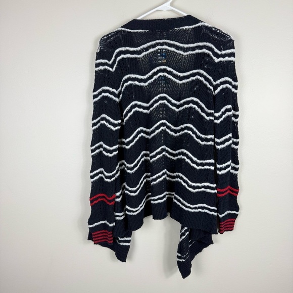 Desigual Cardigan Womens Medium Navy White Stripe Open Front Long Sleeve Red - Picture 3 of 10